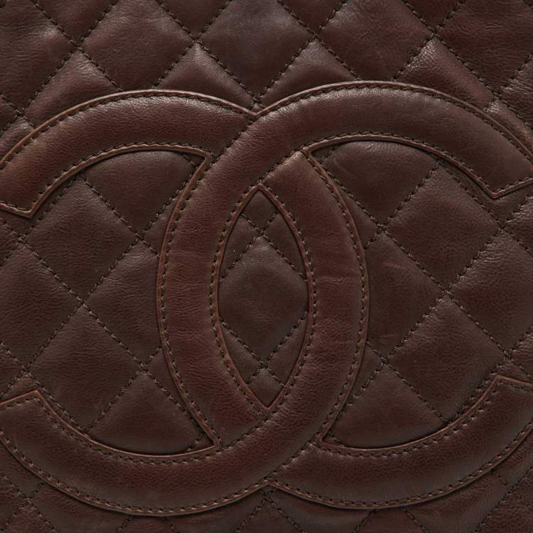 Chanel Dark Brown Quilted Leather CC Bag