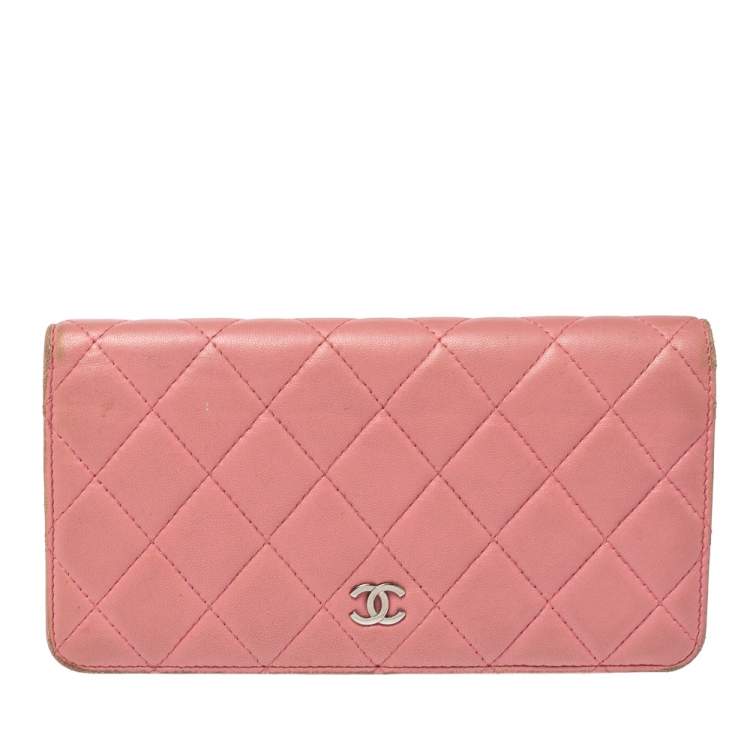 Chanel Pink Quilted Leather L Yen Wallet – Classic Long Bifold