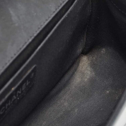 Chanel Black/Silver Chevron Patent Leather Medium Boy Flap Bag