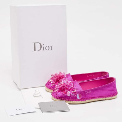 Dior Pink Embellished Espadrille Flats Size 36