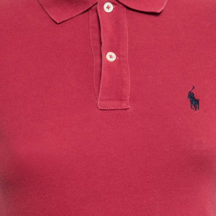 Ralph Lauren Red Cotton Pique Skinny Polo T-Shirt - Size S
