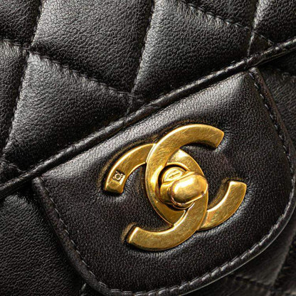 Chanel Black Lambskin Parent & Child Kelly Top Handle Set