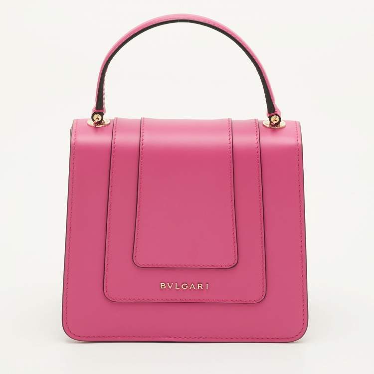 Bvlgari Serpenti Forever Small Pink Leather Flap Top Handle Bag