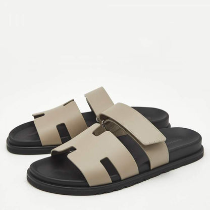 Hermès Grey Leather Chypre Sandals 42.5
