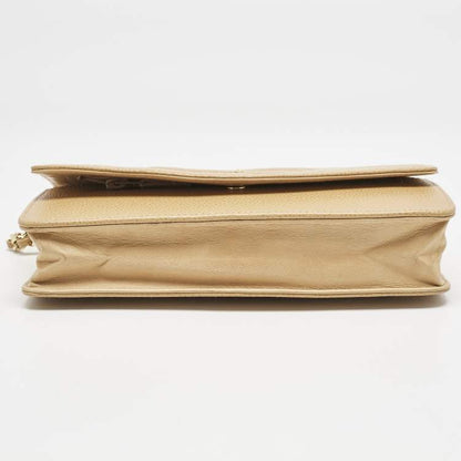 Chanel Beige Caviar Leather CC Timeless Wallet on Chain