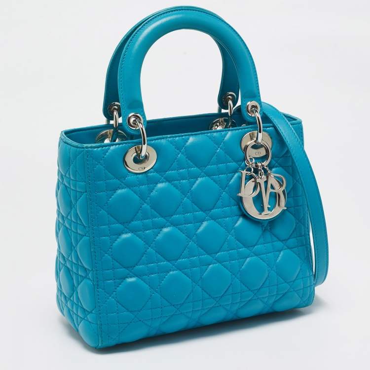 Dior Turquoise Blue Medium Lady Dior Tote