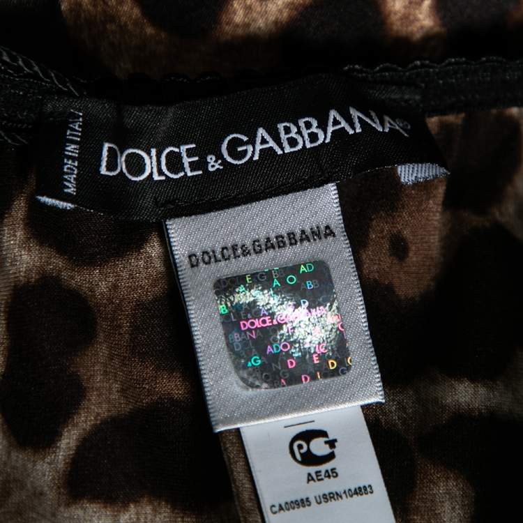 Dolce & Gabbana Leopard Print Silk Lace Trim Top – Size XL – Brand New