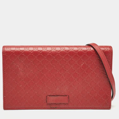 Gucci Red Leather Flap Wallet on Strap