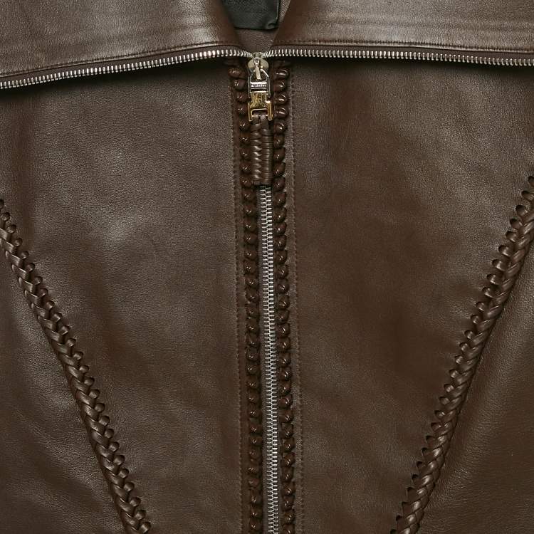 Givenchy Brown Braided Leather Peplum Vest – Size S – Brand New