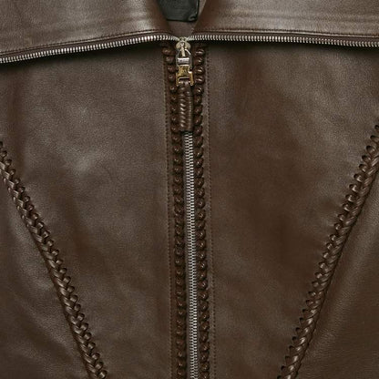 Givenchy Brown Braided Leather Peplum Vest – Size S – Brand New