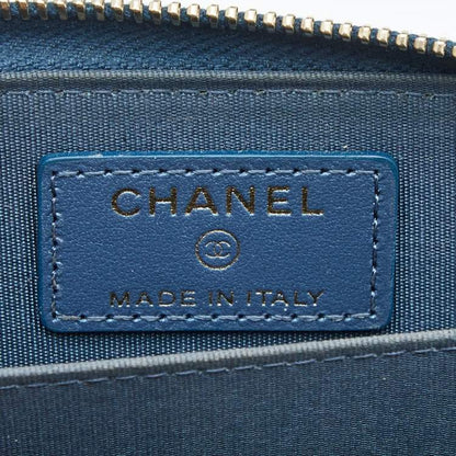 Chanel Zipped Coin Purse in Blue Shimmer Caviar Leather