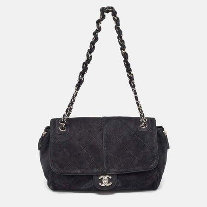 Chanel Black Nubuck Leather Darjeeling Flap Bag – Fair Condition