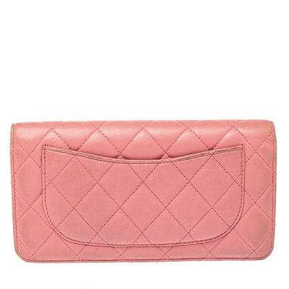 Chanel Pink Quilted Leather L Yen Wallet – Classic Long Bifold