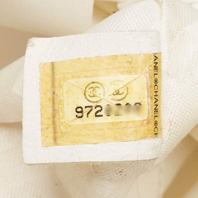 Chanel White Caviar Leather CC Tote