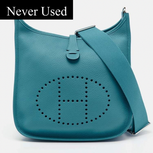 Hermès Evelyne III PM Bag in Turquoise Blue Togo Leather