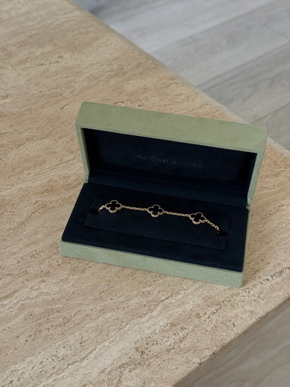 VAN CLEEF & ARPELS VINTAGE ALHAMBRA BRACELET, 5 MOTIFS ONYX