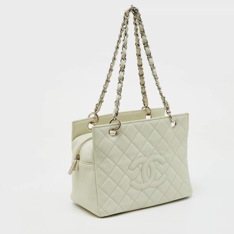 Chanel Off White Caviar Leather Petite Timeless Shopper Tote