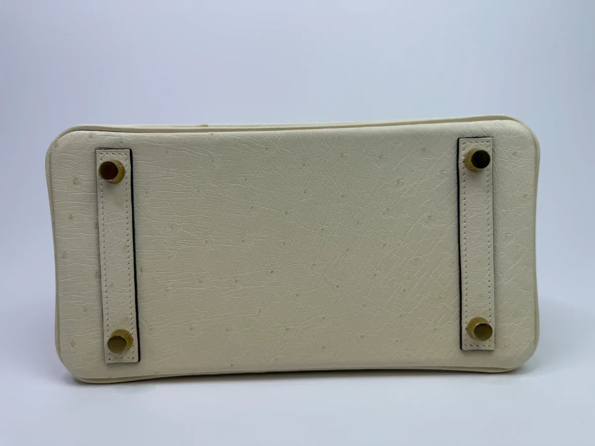 HERMÈS BIRKIN 25 IN NATA OSTRICH WITH GOLD HARDWARE