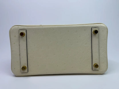 HERMÈS BIRKIN 25 IN NATA OSTRICH WITH GOLD HARDWARE