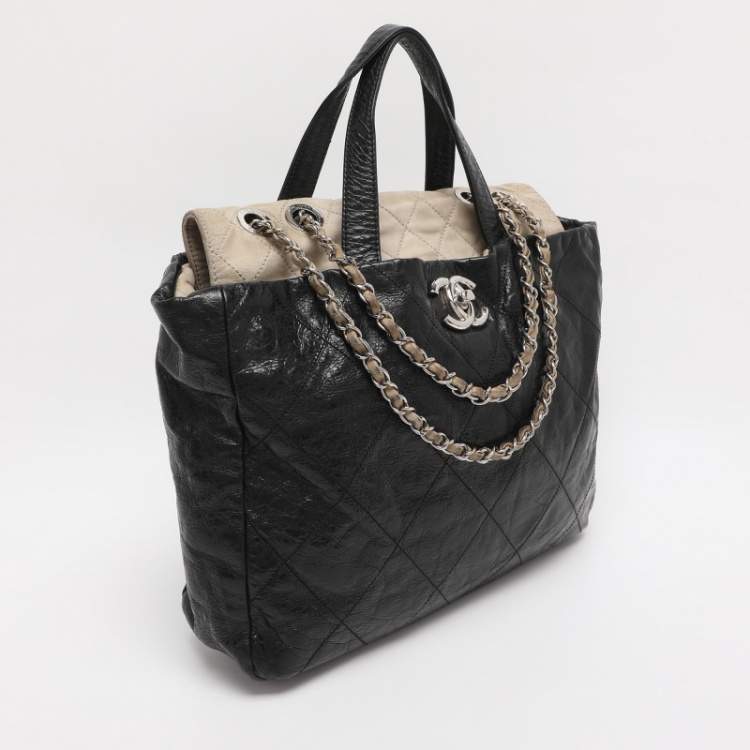 Chanel Black Quilted Glazed Leather Portobello Tote