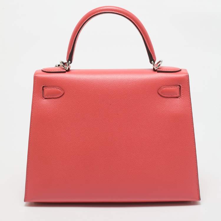 Hermès Rose Jaipur Epsom Leather Palladium Finish Kelly Sellier 28 Bag