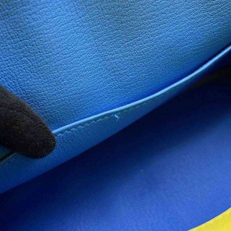 Hermès Birkin 25 Verso Lime & Blue Novillo Leather Tote Bag