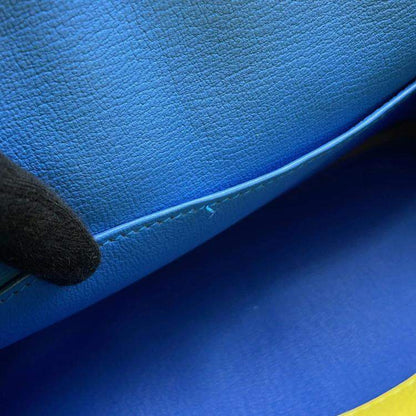 Hermès Birkin 25 Verso Lime & Blue Novillo Leather Tote Bag