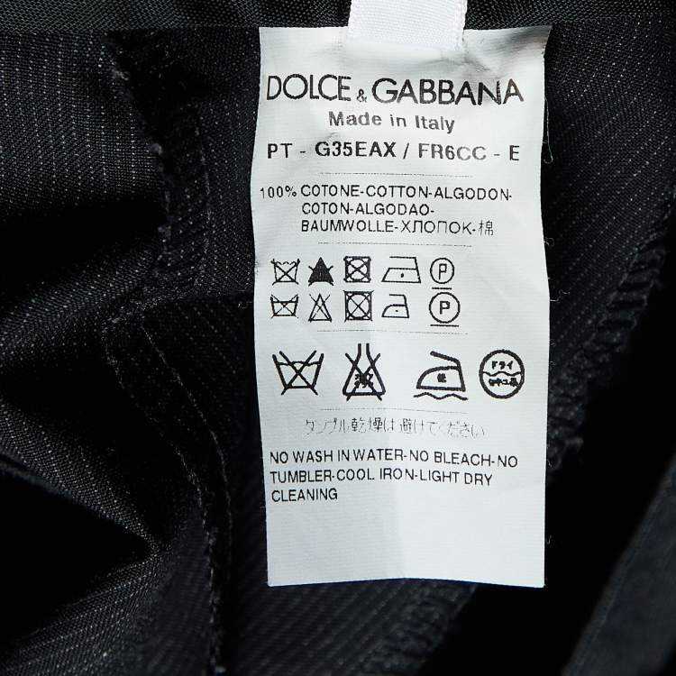 Dolce & Gabbana Black Pinstriped Cotton Tapered Trousers – Size XXL