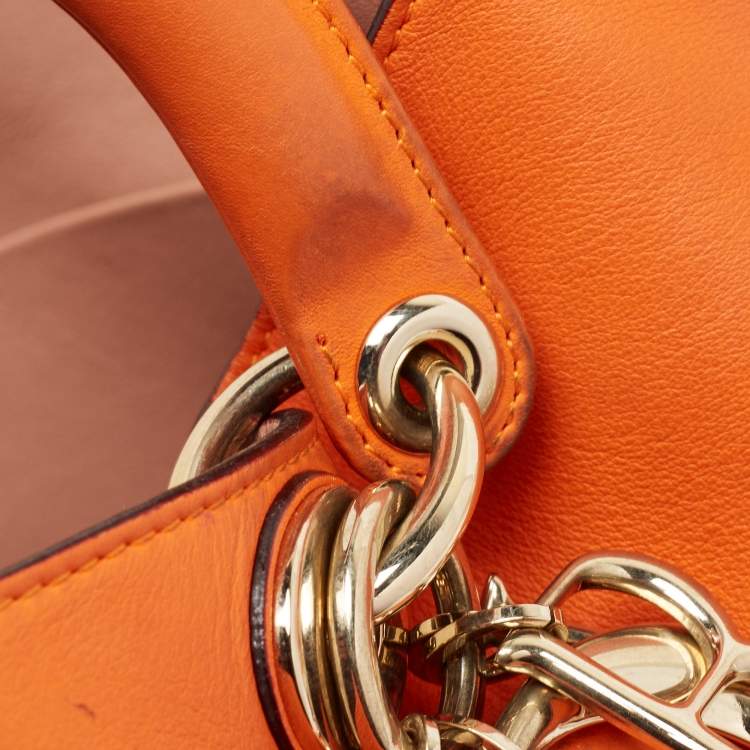 Dior Large Orange Leather Diorissimo Shopper Tote – With Pouch