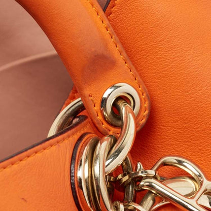 Dior Large Orange Leather Diorissimo Shopper Tote – With Pouch