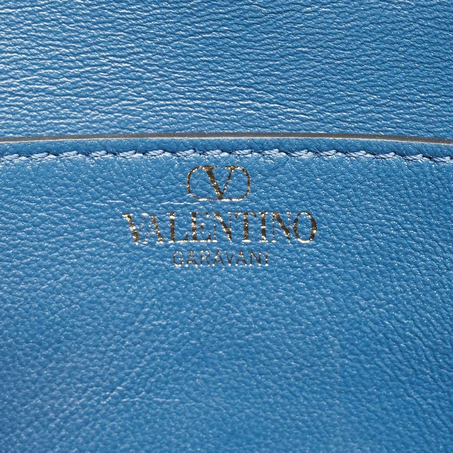 Valentino VLogo Medium Blue Denim and Leather Shoulder Bag