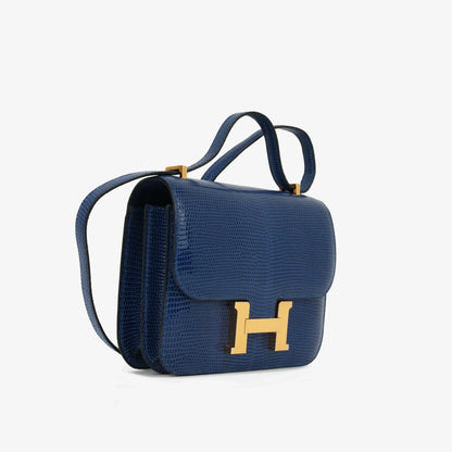 Hermès Constance 18 - Bleu Saphire Varanus Niloticus Lizard | Gold Hardware