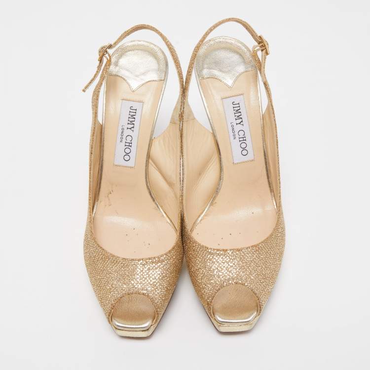 Jimmy Choo Gold Lurex Nova Slingback Heels Size 39