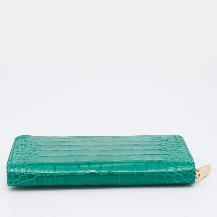 Louis Vuitton Green Alligator Leather Zippy Wallet