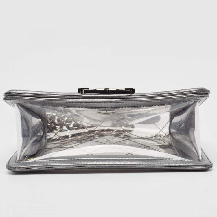 Chanel Grey/Clear Quilted PVC & Leather Small