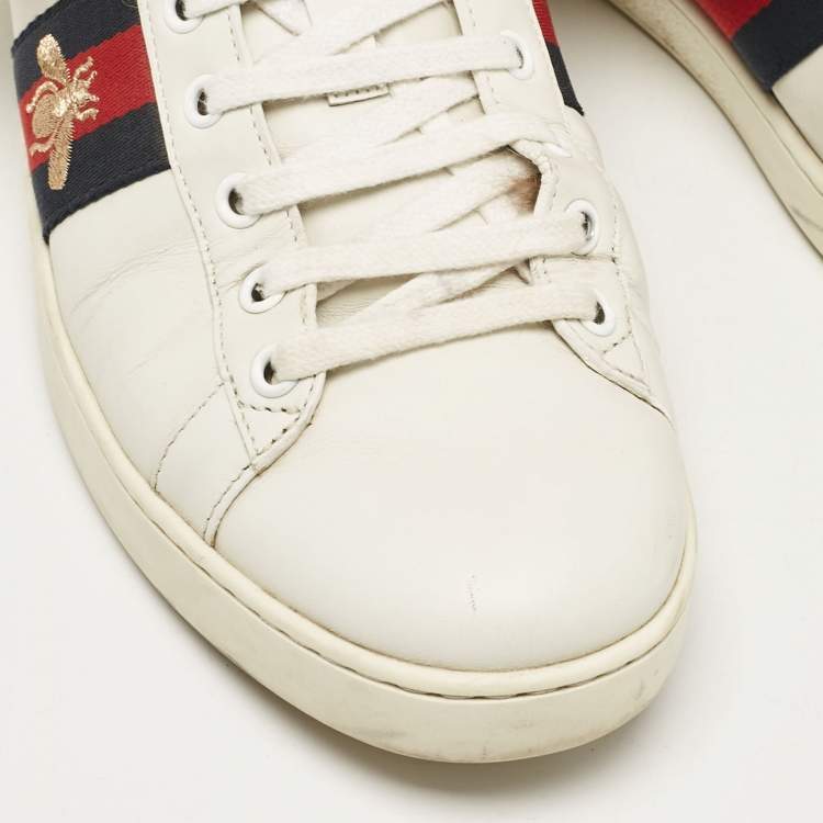 Gucci White Fur Leather Sneakers Size 40