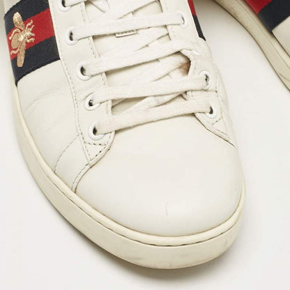 Gucci White Fur Leather Sneakers Size 40