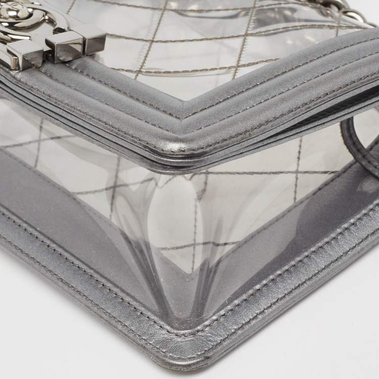 Chanel Grey/Clear Quilted PVC & Leather Small