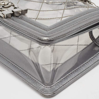 Chanel Grey/Clear Quilted PVC & Leather Small
