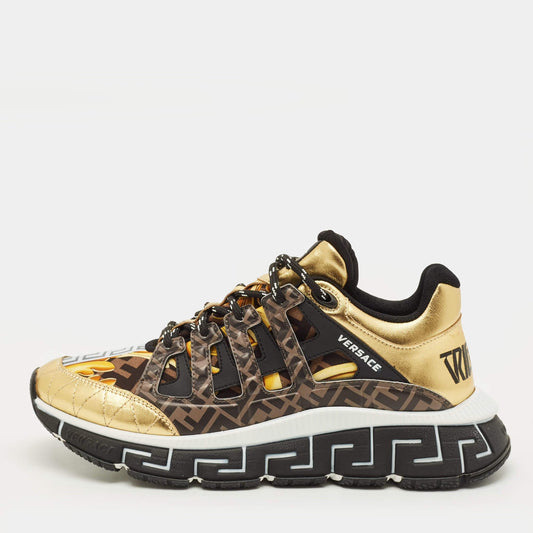 Versace Trigreca Size 42 Multicolor Fabric, Leather and Rubber Low Top Sneakers
