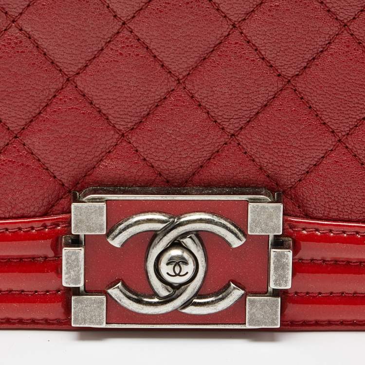 Chanel Red Quilted Leather & Patent Leather Medium