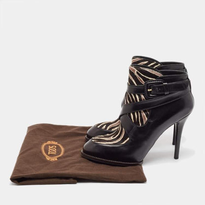 Tod’s Black & Brown Calf Hair and Leather Ankle Boots - Size 38.5
