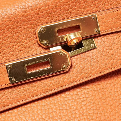 Hermès Orange Taurillon Clemence Leather Gold Finish Kelly Retourne 35 Bag