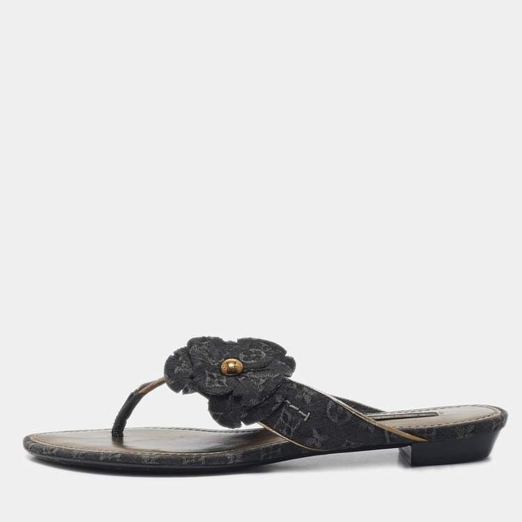 Louis Vuitton Monogram Denim Thong Sandals Size 37