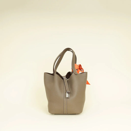 Hermes Etoupe Picotin Lock 22 Bag W/ Twily