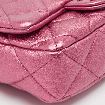 Chanel Mini Flap Bag in Metallic Pink Quilted Leather