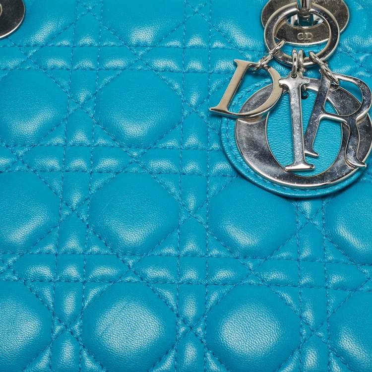 Dior Turquoise Blue Medium Lady Dior Tote