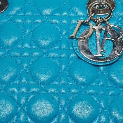 Dior Turquoise Blue Medium Lady Dior Tote