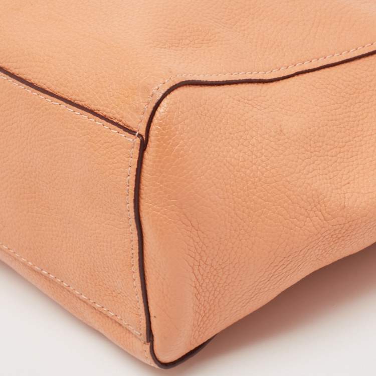Coach Peach Leather Chain Tote Bag – Turnlock Detail