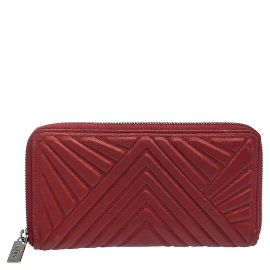 Valentino Red Coated Fabric Zip-Around Wallet